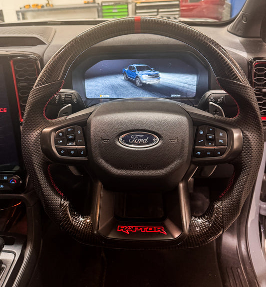 Ranger Raptor Next Gen Carbon fibre Steering Wheel 2022+ Leather